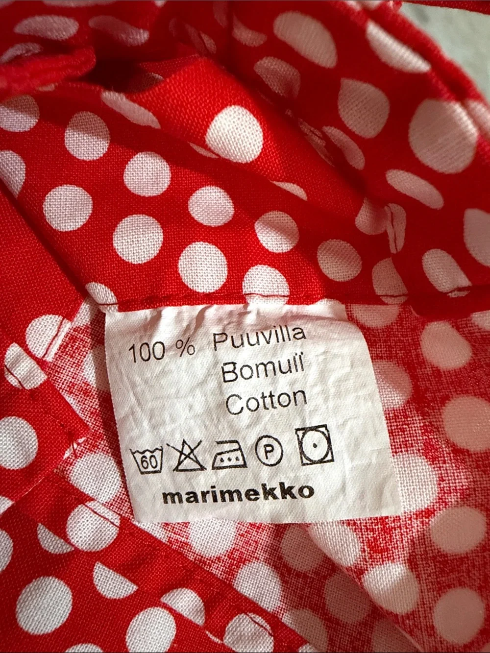 Marimekko Red and White Polka Dot Cotton Apron